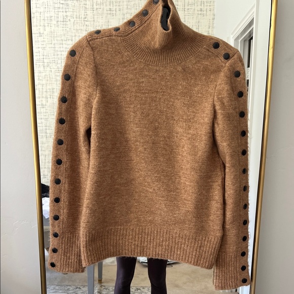 Isabel Marant Sweaters - Isabel Marant Camel Button-Trim Turtleneck Sweater